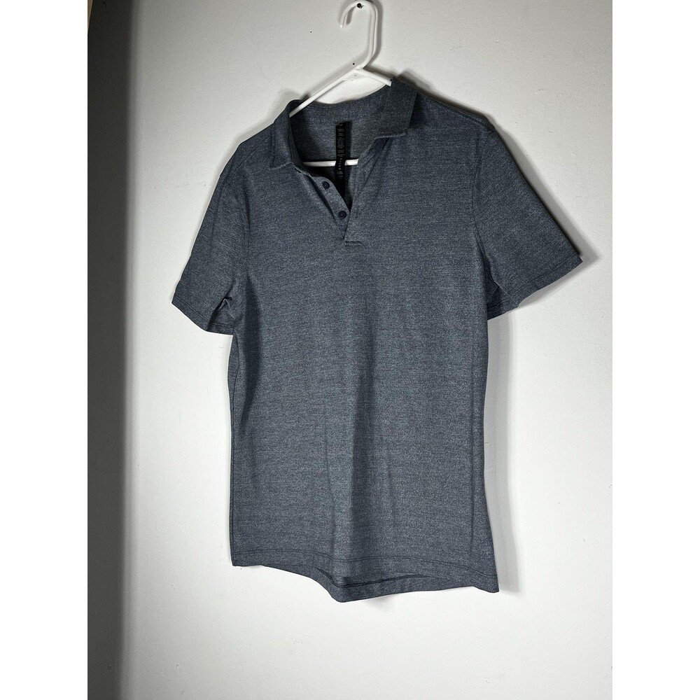 Lululemon Polo Shirt Mens L Gray Solid Collared Short Sleeve Athletic Golf